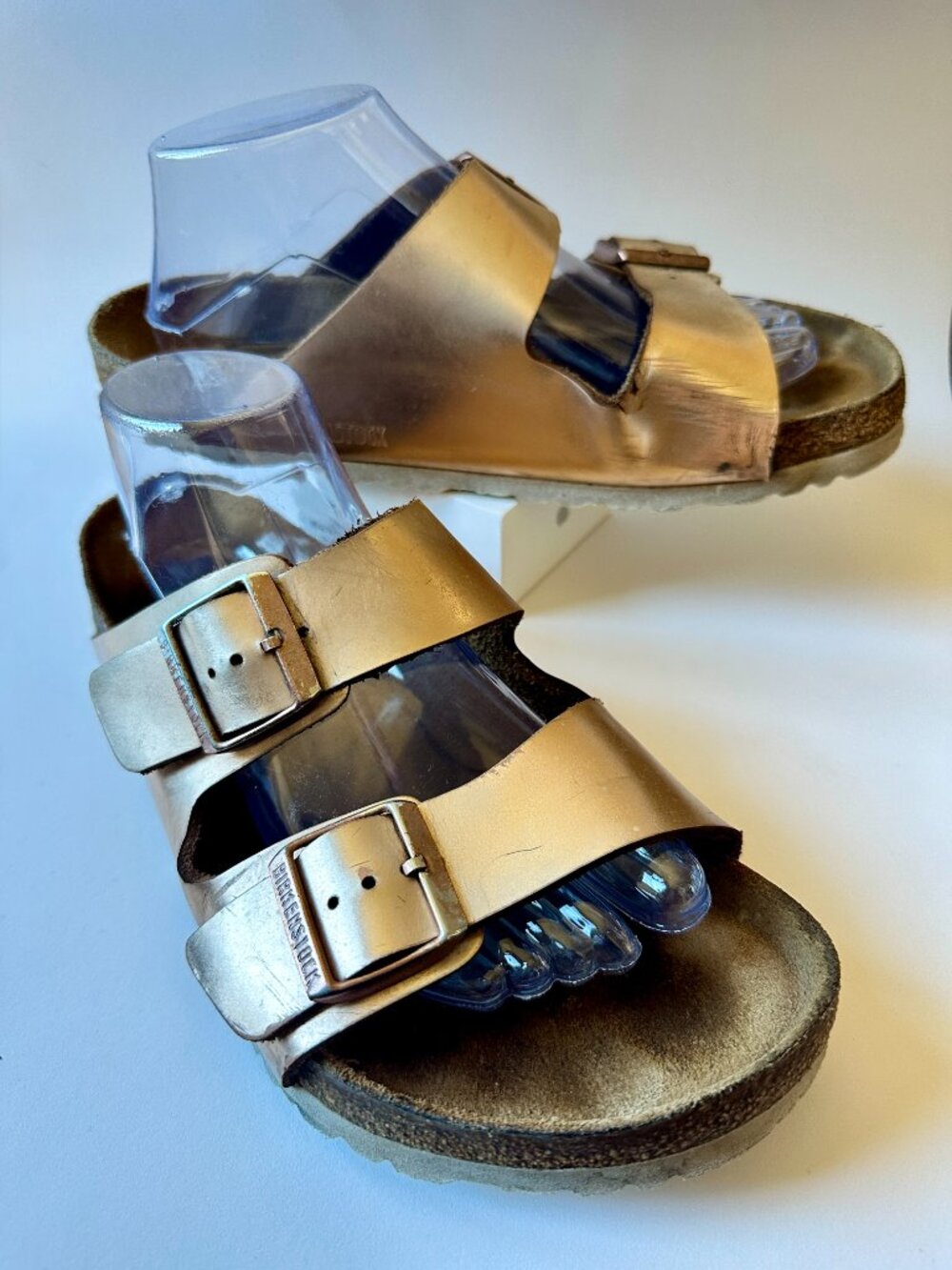Birkenstock Arizona Metallic Rose Gold Leather Sandals Women's 9 EU 40 Wide